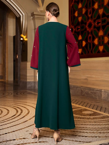 Hand-stitched Rhinestone Muslim Women Caftan Kaftan Dress