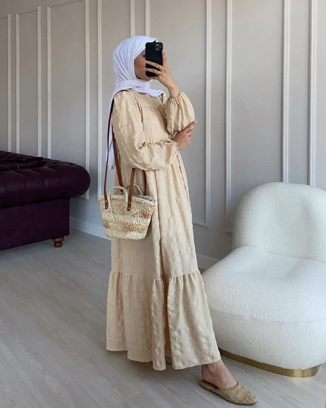 Muslim Women Cotton-Blended Abaya Dress