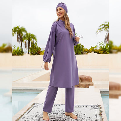 3 Pieces Set Arab Halal Bathing Suit Islamic Swimwear Full Coverage Swimsuit Burkini