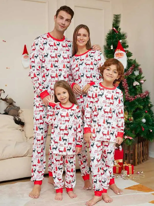 Printed Reindeer Pjs Christmas Matching Family Pajamas Sets