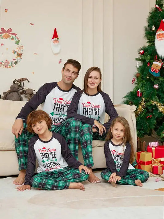 Matching Family Naughty Christmas Pajamas Set Pjs