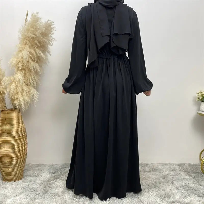 Muslim Women Solid Color Loose Abaya Dress