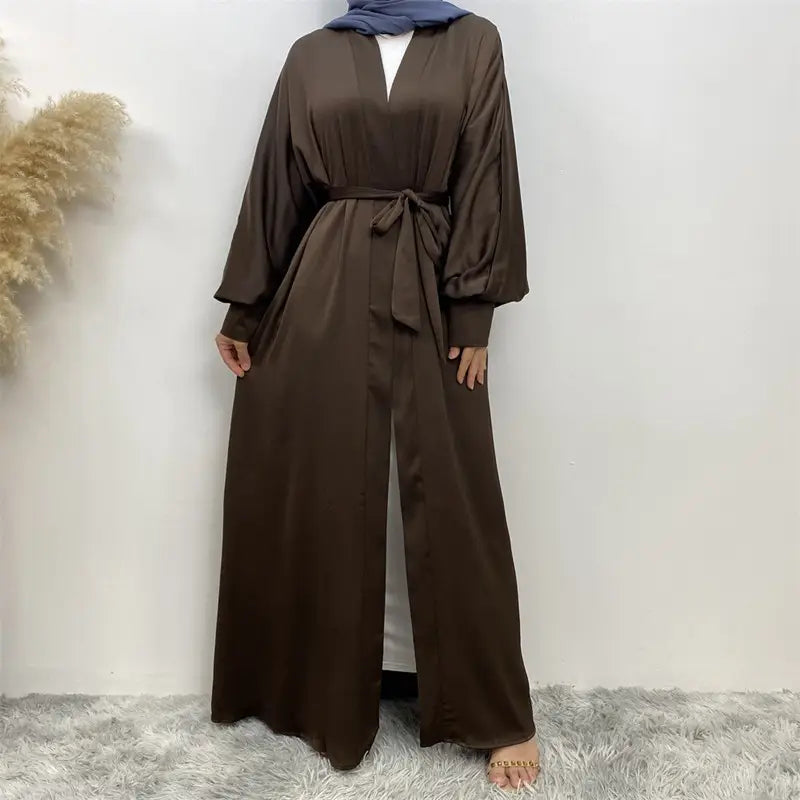 With Pocket Muslim Women Classic Daily Wear Open Abaya Dress