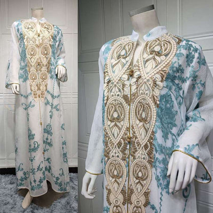 Dubai Arab Eid Embroidered Evening Kaftan Dress
