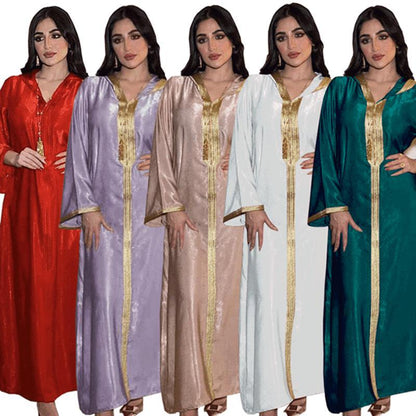 Hooded Velvet Women Kaftan Dress Jalabiya Jalaba