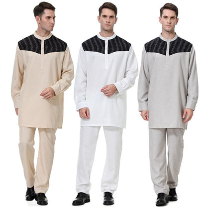Muslim Modern Mem Clothing Set Butang Baju Melayu Lelaki Premium