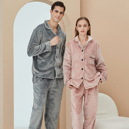 Winter Fall Couple Thick Velvet Loungewear Sleepwear Set