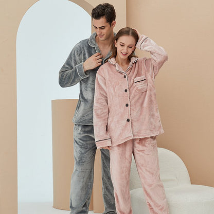 Winter Fall Couple Thick Velvet Loungewear Sleepwear Set