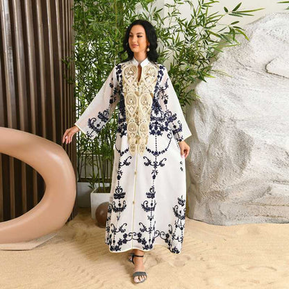Dubai Arab Eid Embroidered Evening Kaftan Dress