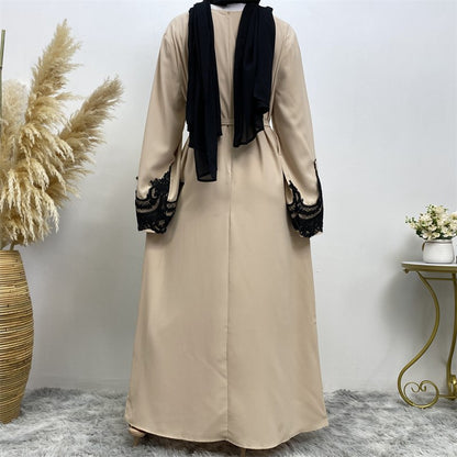 Turkish Dubai Muslim Women Abaya Dress With Lace