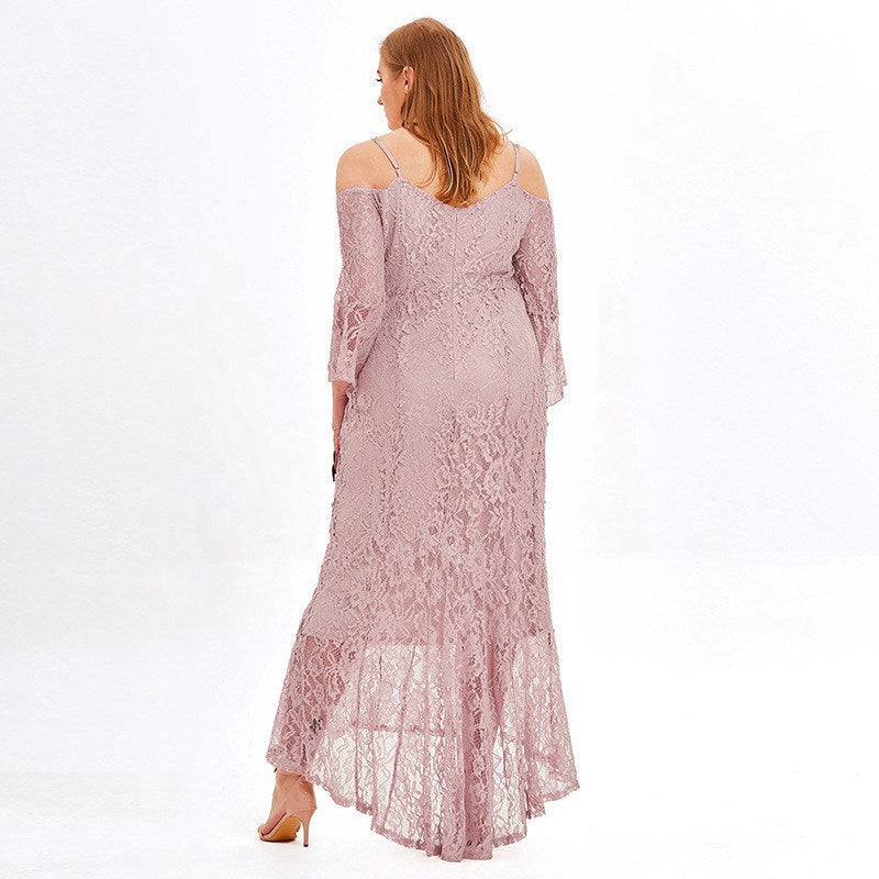 Women Plus Size Sling Lace Evening Formal Dress