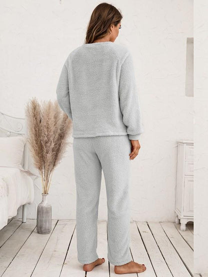 Women Winter Polar Fleece Loungewear Two Piece Set