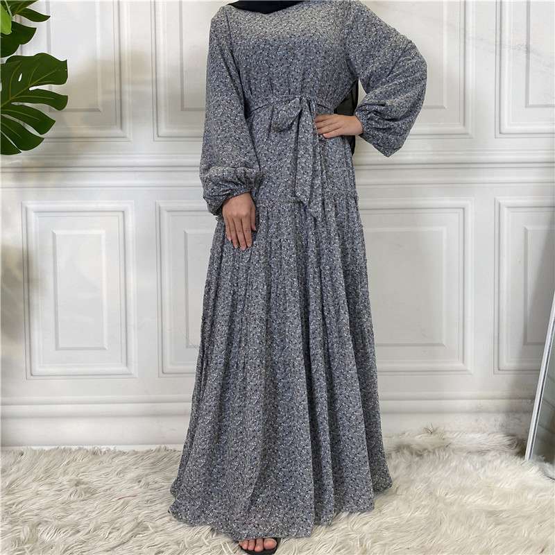 Fashion Floral Printed Middle East Muslim Women Abaya Dress