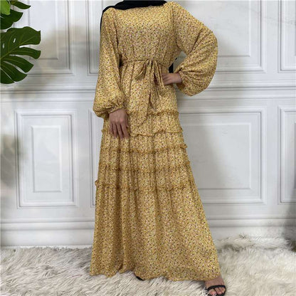 Fashion Floral Printed Middle East Muslim Women Abaya Dress