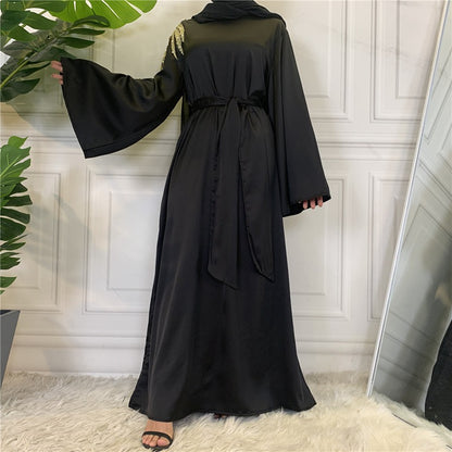 Muslim Women Satin Embroidery Abaya Dress