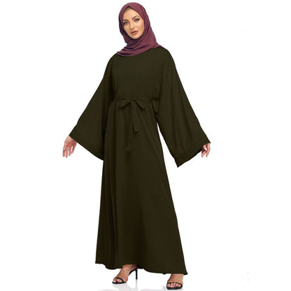 Muslim Women Classic Solid Color Plain Abaya Dress