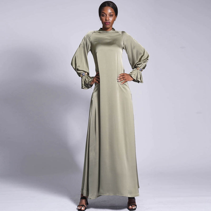 Matte Satin Abaya Dress For Muslim Women