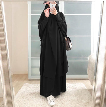 2 Pieces Set Overhead Nida Jilbab Prayer Dress Prayer Garment For Muslim Women Ramadan