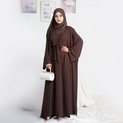 12 Color Options 2 Pieces Set Abaya Dress Muslim Women Clothing Suit With Out Abaya And Inner Dress