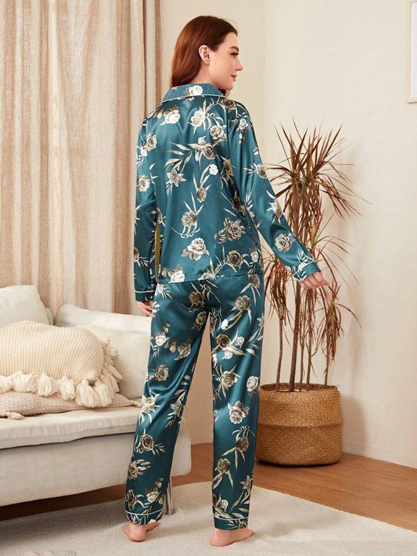 Women Satin Pajama Set Loungewear Sleepwear